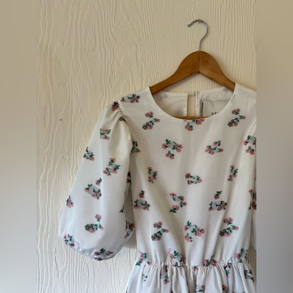 Sister Jane White Floral Embroidered Backless Baby Doll Mini Puff Sleeve Dress - Picture 8 of 17